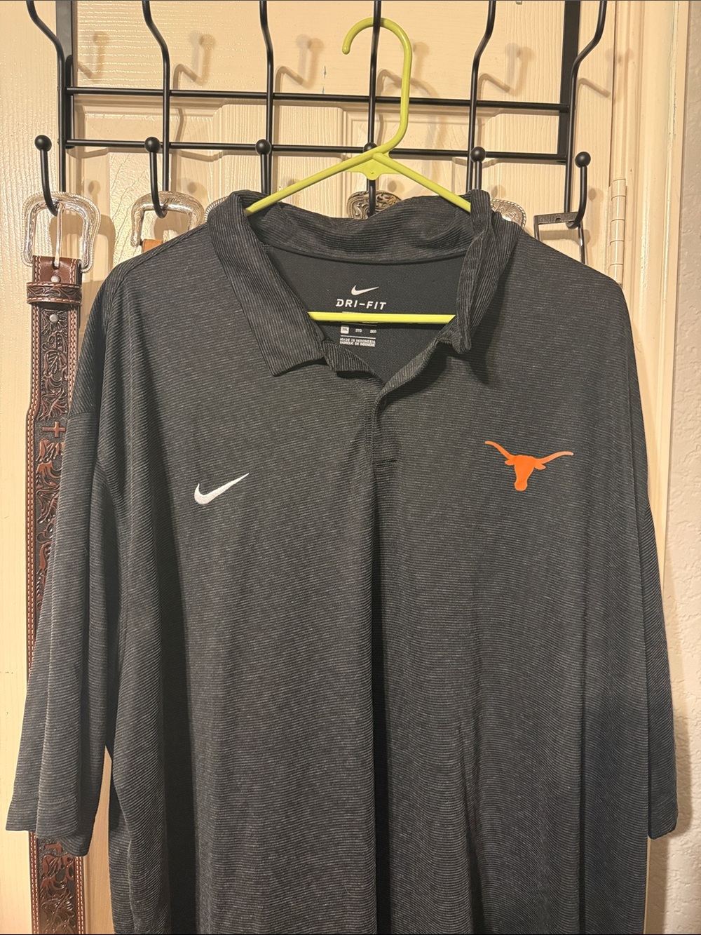 Nike Black Heather Dri-FIT Polo with White Swoosh